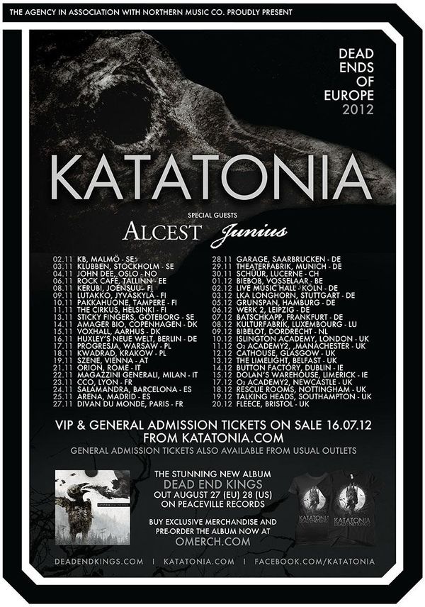 image article Katatonia en France en novembre