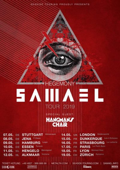 image article SAMAEL et HANGMAN'S CHAIR en tournée européenne au mois de Mai ( 4 dates françaises ) !!