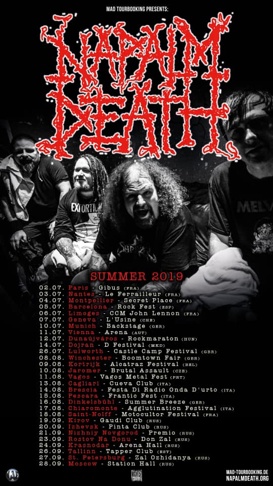 image article Napalm Death, la légende grind-punk-hardcore révoltée, en tournée européenne, de passage à Montpellier le 4 juillet à la Secret Place