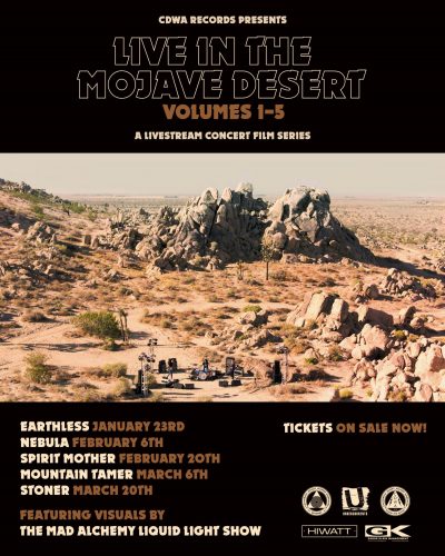 image article CDWA Records et Heavy Psych Sounds présentent leur Live In The Mojave Desert avec EARTHLESS, NEBULA, SPIRIT MOTHER, MOUNTAIN TAMER & STÖNER !