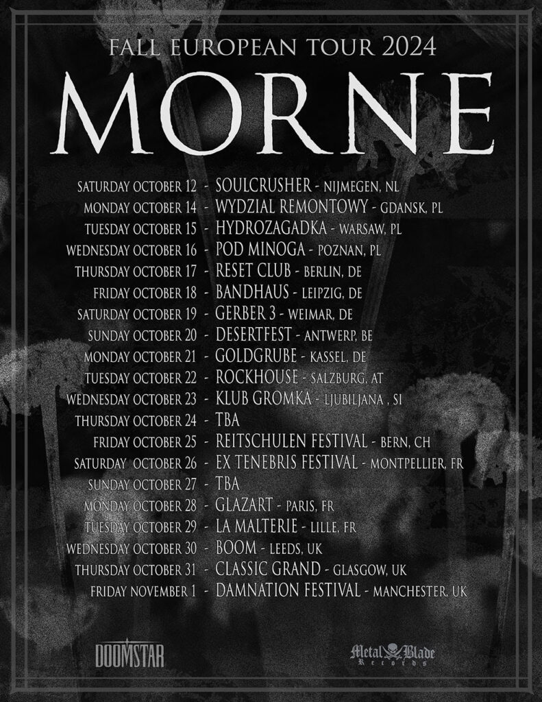 image article Le vétéran du Post-rock doom MORNE annonce une tournée européenne, avec des dates à Montpellier, Paris et Lille...